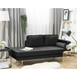 MIRAMAS - Chaise longue - Zwart - Rechterzijde - Fluweel