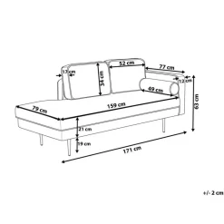 MIRAMAS - Chaise longue - Zwart - Rechterzijde - Fluweel