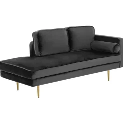 MIRAMAS - Chaise longue - Zwart - Rechterzijde - Fluweel