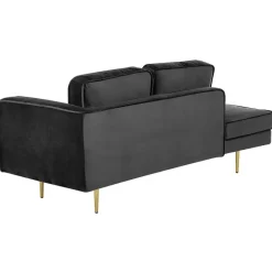 MIRAMAS - Chaise longue - Zwart - Rechterzijde - Fluweel