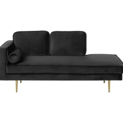MIRAMAS - Chaise longue - Zwart - Linkerzijde - Fluweel