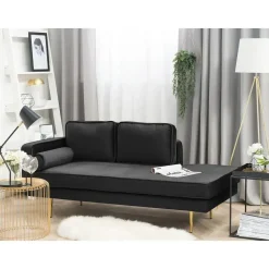 MIRAMAS - Chaise longue - Zwart - Linkerzijde - Fluweel