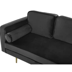 MIRAMAS - Chaise longue - Zwart - Linkerzijde - Fluweel
