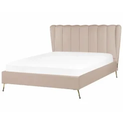 MIRIBEL - Tweepersoonsbed - Taupe - 140x200 - Fluweel