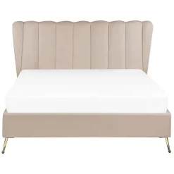 MIRIBEL - Tweepersoonsbed - Taupe - 140x200 - Fluweel