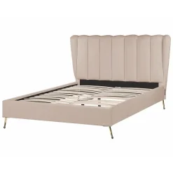 MIRIBEL - Tweepersoonsbed - Taupe - 140x200 - Fluweel