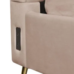 MIRIBEL - Tweepersoonsbed - Taupe - 140x200 - Fluweel