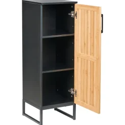 MISCANTI - Badkamerkast - Lichtbruin/Zwart - 30 x 90 cm - Bamboehout