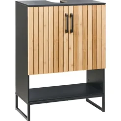 MISCANTI - Wastafelkast - Lichtbruin/Zwart - Bamboehout