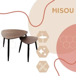 MISOU Bijzettafel Set van 2 - Bruin