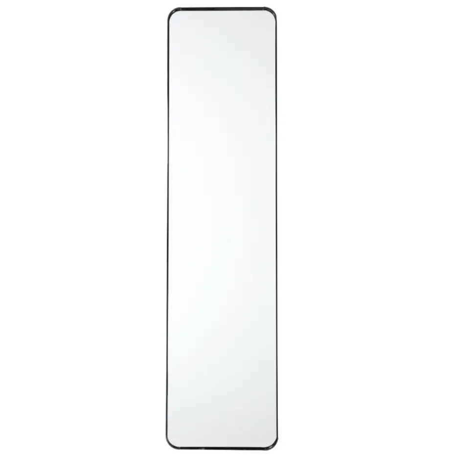 MISOU Deurspiegel Wandspiegel Passpiegel Ovaal Zwart 120x30cm Metaal