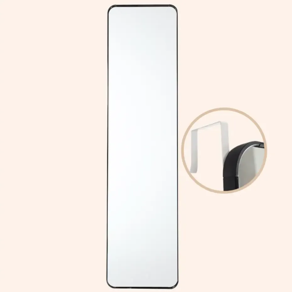 MISOU Deurspiegel Wandspiegel Passpiegel Ovaal Zwart 120x30cm Metaal