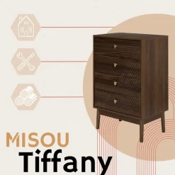 MISOU Ladekast 4 lades Tiffany - Bruin