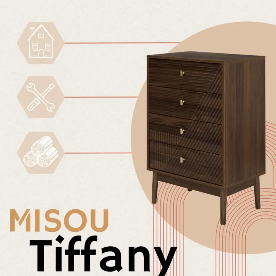 MISOU Ladekast 4 lades Tiffany - Bruin
