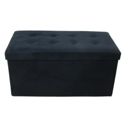 MISOU Opbergbox met Bank Velvet Zwart Opbergbank Poef met Opbergruimte