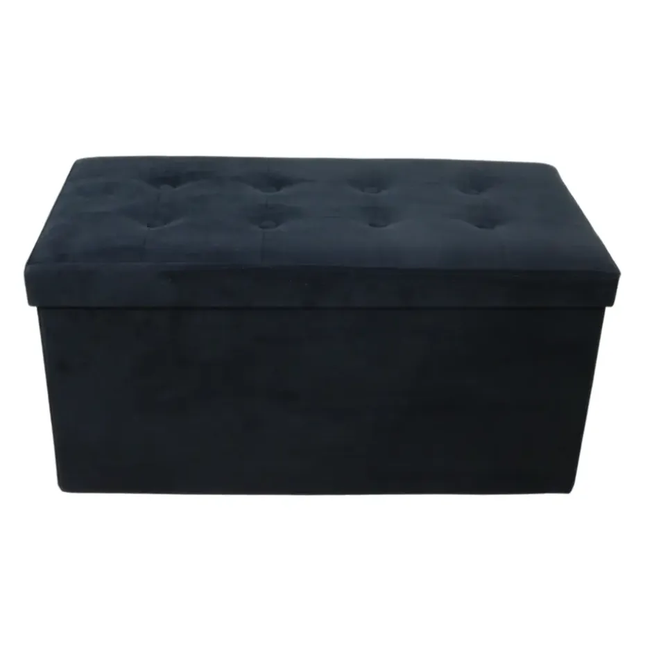MISOU Opbergbox met Bank Velvet Zwart Opbergbank Poef met Opbergruimte