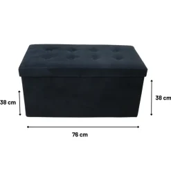 MISOU Opbergbox met Bank Velvet Zwart Opbergbank Poef met Opbergruimte