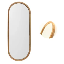 MISOU Passpiegel Ovaal Wandspiegel 35x90 cm Hout Spiegel Scandinavisch