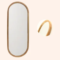 MISOU Passpiegel Ovaal Wandspiegel 35x90 cm Hout Spiegel Scandinavisch