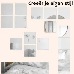 MISOU Plakspiegel Zelfklevende Spiegel Vierkant Set van 4 40x40cm