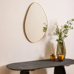 MISOU Spiegel Goud Wandspiegel Ovaal Wanddecoratie Badkamerspiegel 60x40cm