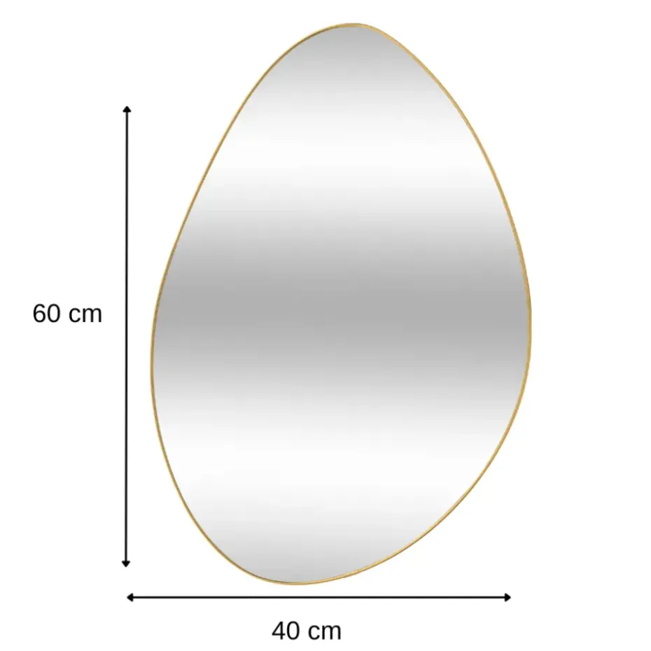 MISOU Spiegel Goud Wandspiegel Ovaal Wanddecoratie Badkamerspiegel 60x40cm