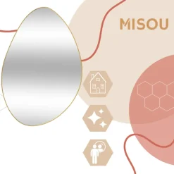 MISOU Spiegel Goud Wandspiegel Ovaal Wanddecoratie Badkamerspiegel 60x40cm