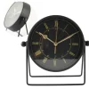 MISOU Tafelklok Zwart Metaal Goude Wijzerplaat 19cm