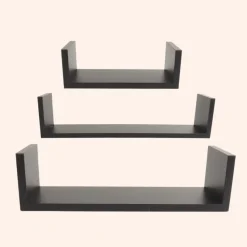 MISOU Zwarte Wandplanken Fotoplank Keuken Woonkamer Zwevend Muurplank 3 Maten