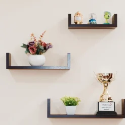 MISOU Zwarte Wandplanken Fotoplank Keuken Woonkamer Zwevend Muurplank 3 Maten