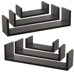 MISOU Zwarte Wandplanken Set van 6 Fotoplank Boekenplank Woonkamer