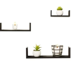 MISOU Zwarte Wandplanken Set van 6 Fotoplank Boekenplank Woonkamer