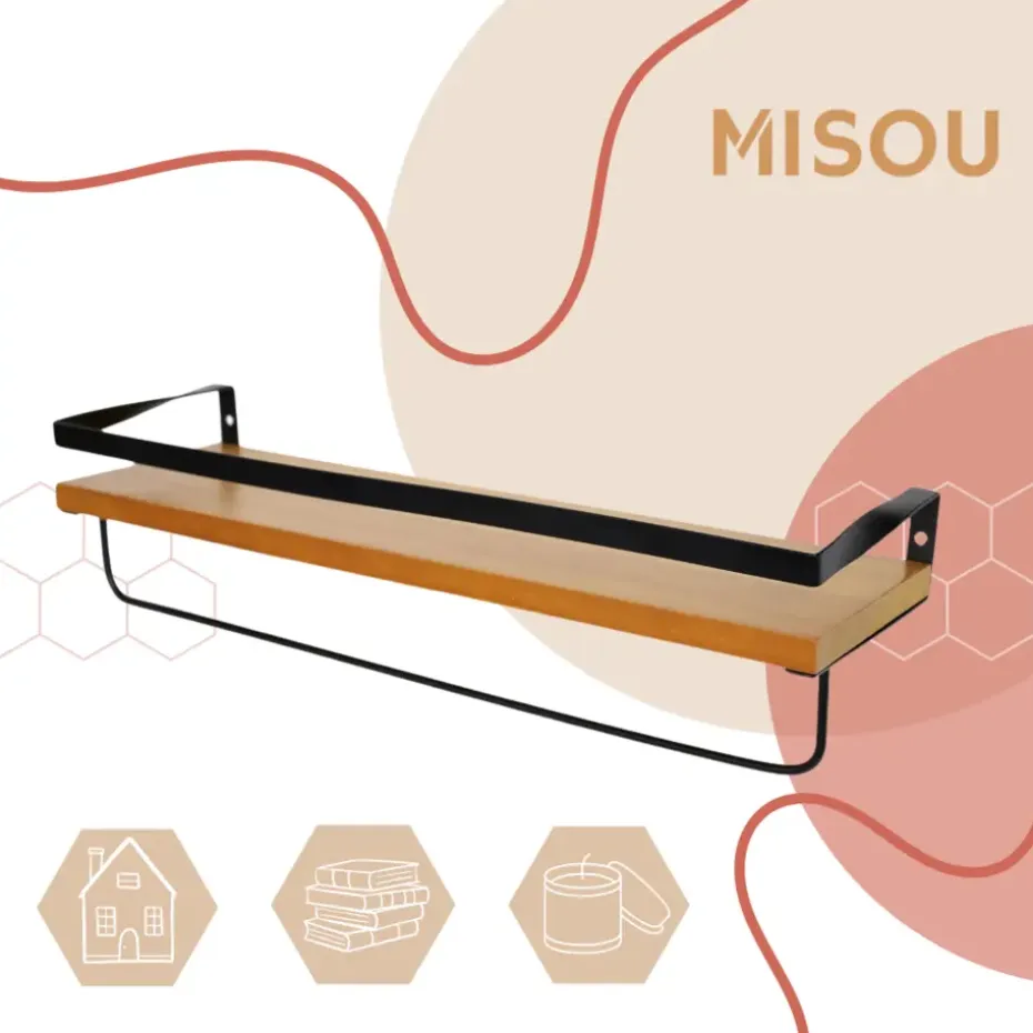 MISOU Zwevende Wandplank 2 stuks Industrieel Muurdecoratie Boekenrek