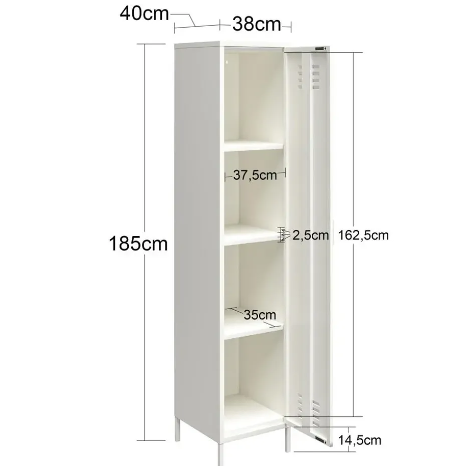 Mission District - Hoge kast met 1 deur en roze metaal