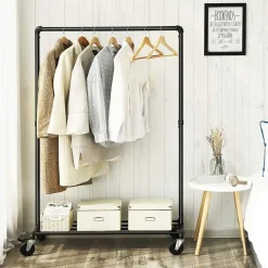 Mobiel kledingrek - 1 rail - zwart