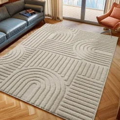 Modern Japandi Vloerkleed - Beige - Boho Scandinavisch - 200x290 cm Laagpolig