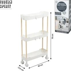 Modern Spirit Keuken/badkamer trolley - 3 laags - 40 x 70 cm
