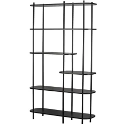 Moderne etagère van metaal en zwart hout