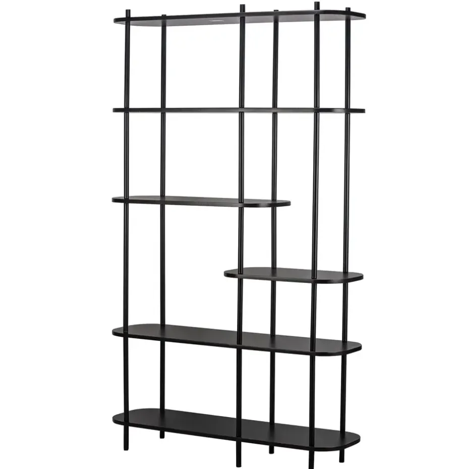 Moderne etagère van metaal en zwart hout