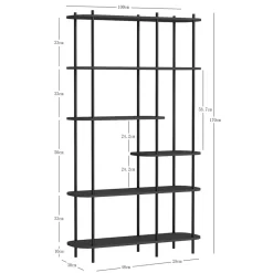 Moderne metalen en bruin houten etagère