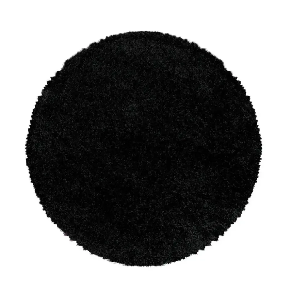 Monaco Soft Rond Shaggy Hoogpolig Vloerkleed Black - 200 CM ROND