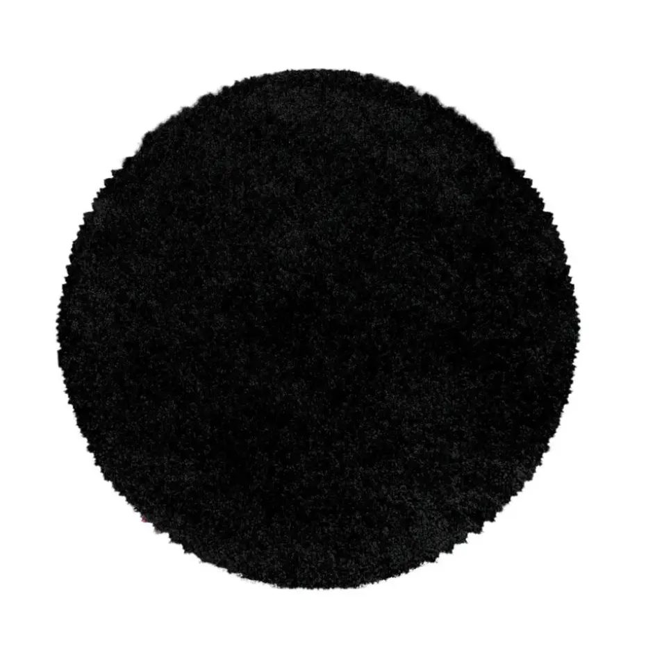 Monaco Soft Rond Shaggy Hoogpolig Vloerkleed Black - 200 CM ROND