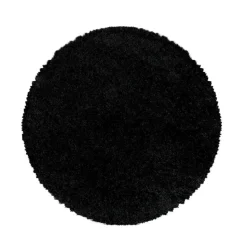 Monaco Soft Rond Shaggy Hoogpolig Vloerkleed Black - 160 CM ROND