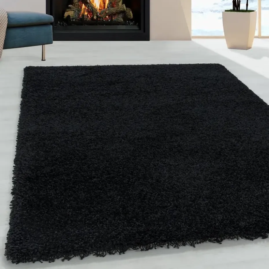 Monaco Soft Shaggy Hoogpolig Vloerkleed Black - 240x340 CM