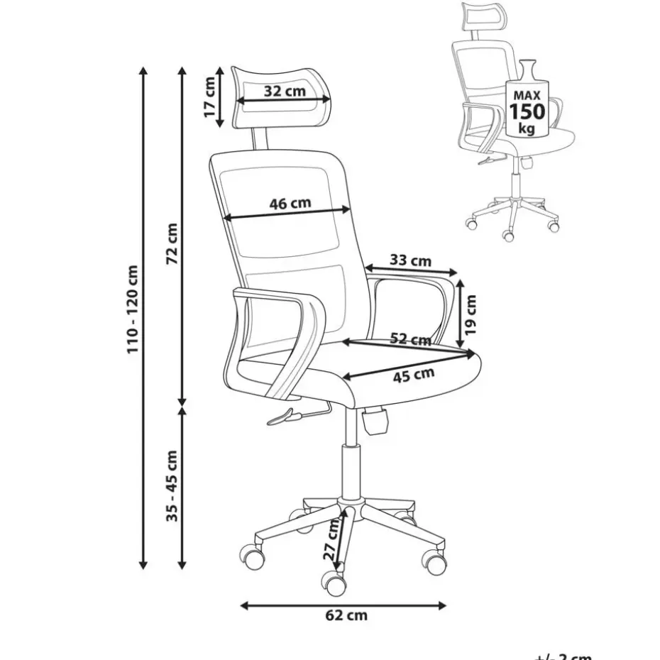 MONARCH - Bureaustoel - Beige - Stof