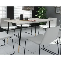 Monza - Eettafel 120x80 cm 6 zitplaatsen wit marmer look