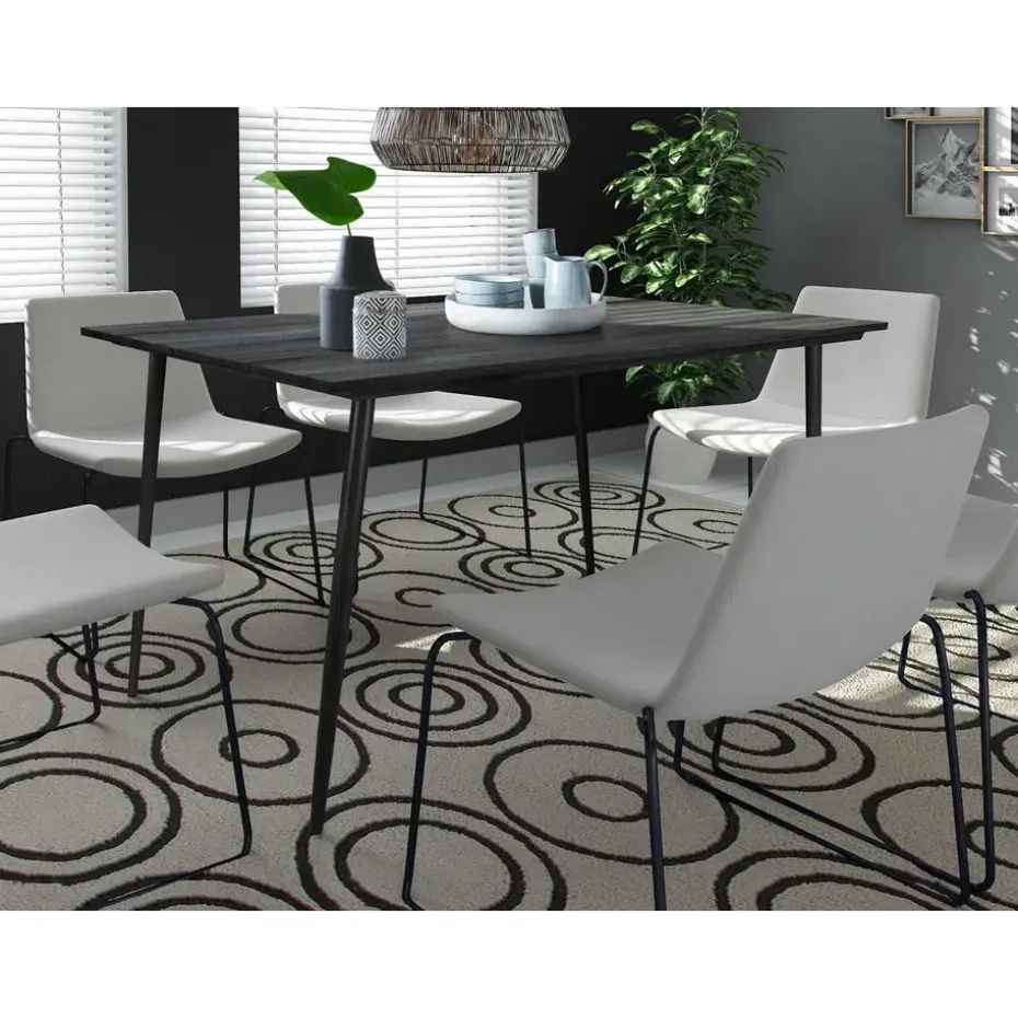 Monza - Eettafel 120x80 cm 6 zitplaatsen zwart hout look