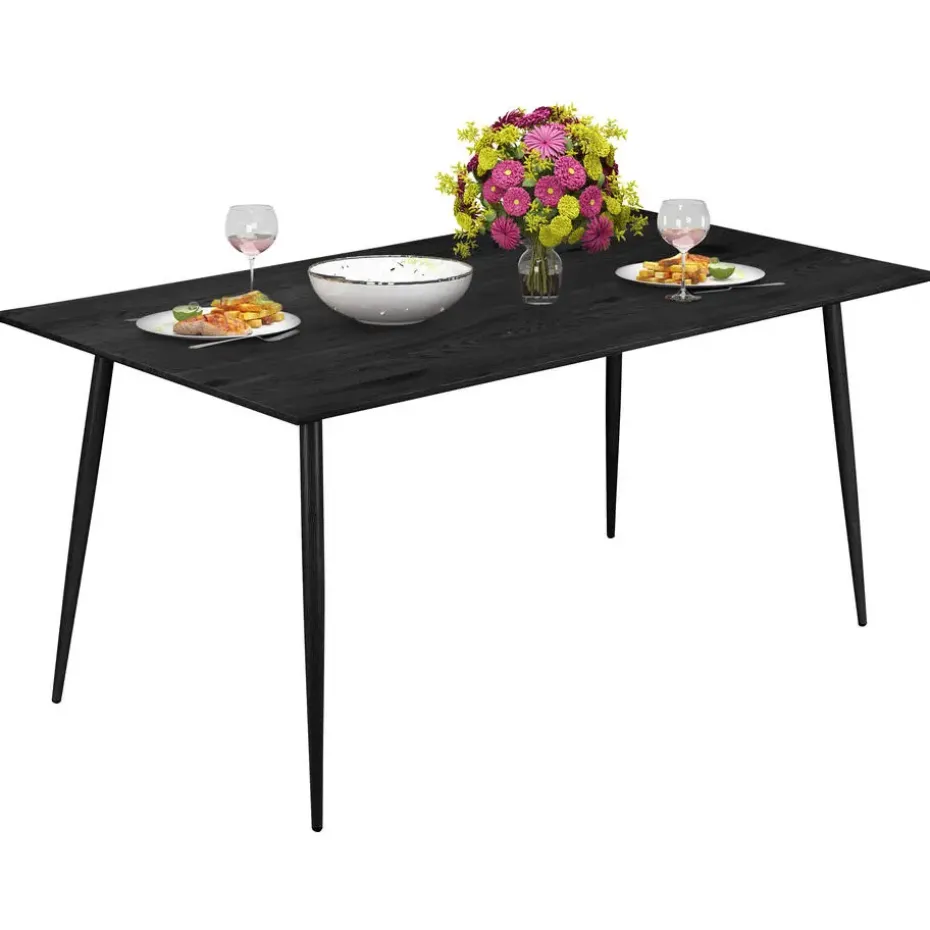 Monza - Eettafel 120x80 cm 6 zitplaatsen zwart hout look