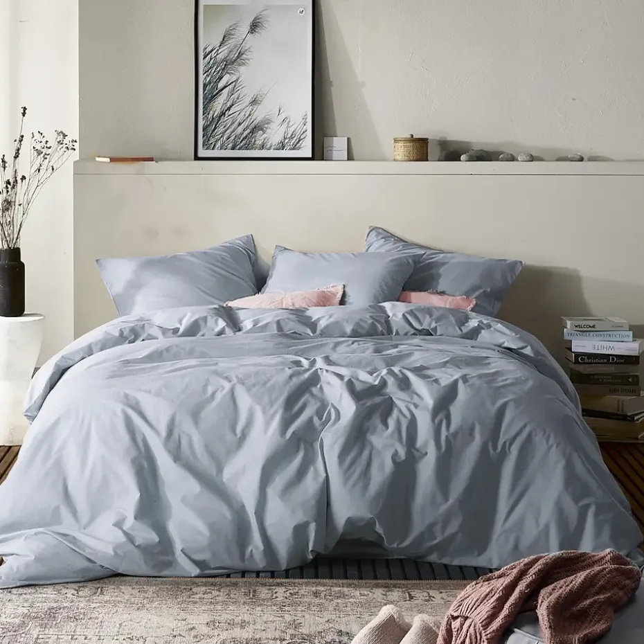 Moodit Dekbedovertrek Basil Stone Blue - Lits Jumeaux - 240 x 220 cm - Katoen