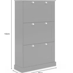 Motala - Schoenenkast met 3 kleppen in wit
